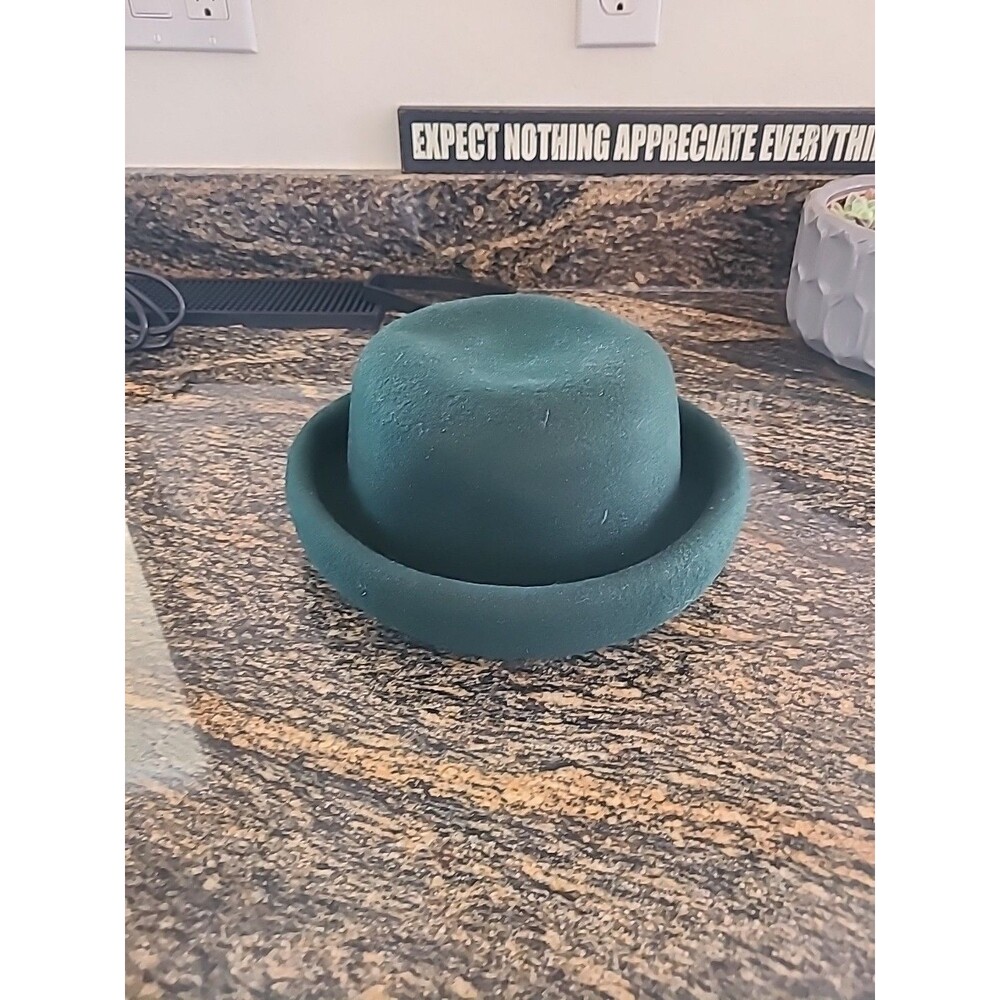 CLASSIC 100 % Wool Dura Bowler Derby Top Hat Women | Green | Excellent
